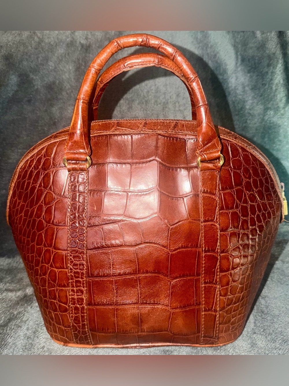 Furla Chestnut Croc-Embossed Dome Satchel